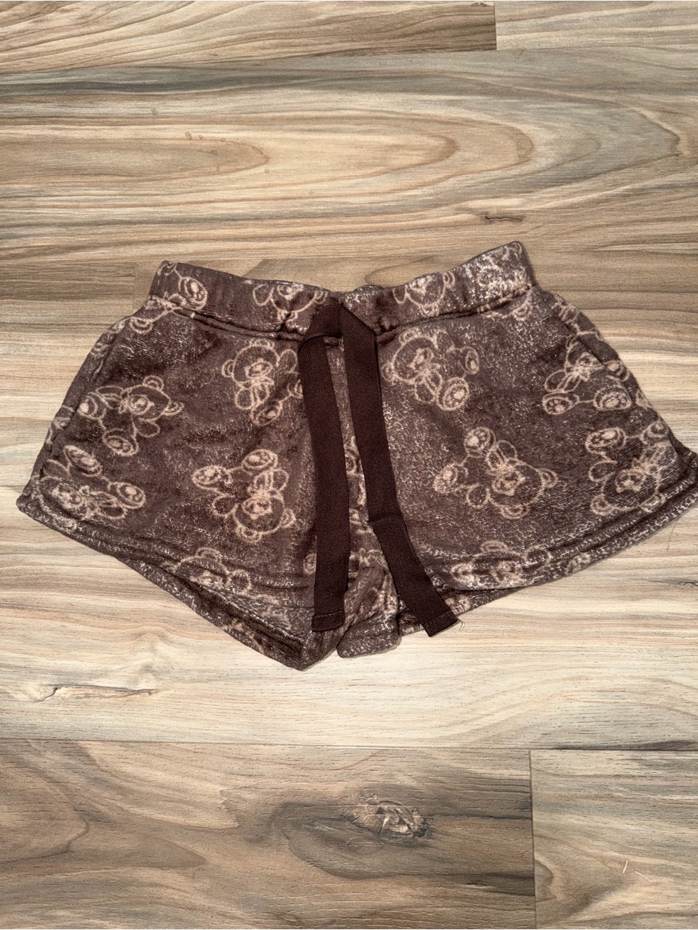 Cozy Brown Teddy-Print Lounge Shorts
